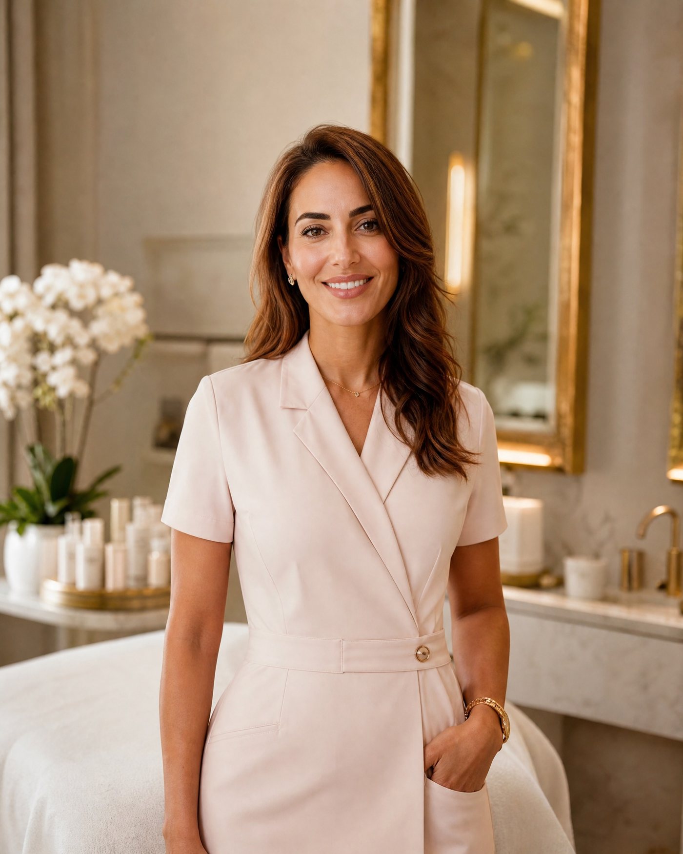 Profesional de estética del centro trabajando en cabina